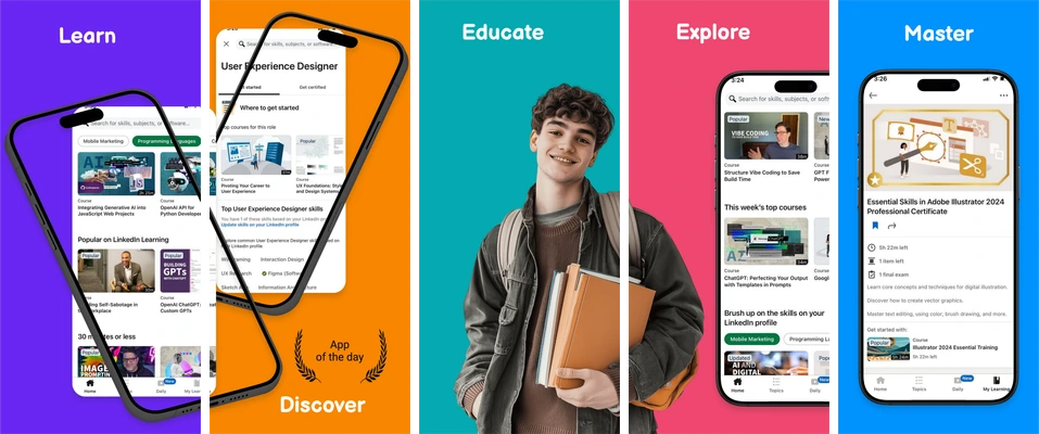 Learning Path: 5 iPhone screenshot previews from the existing catalog