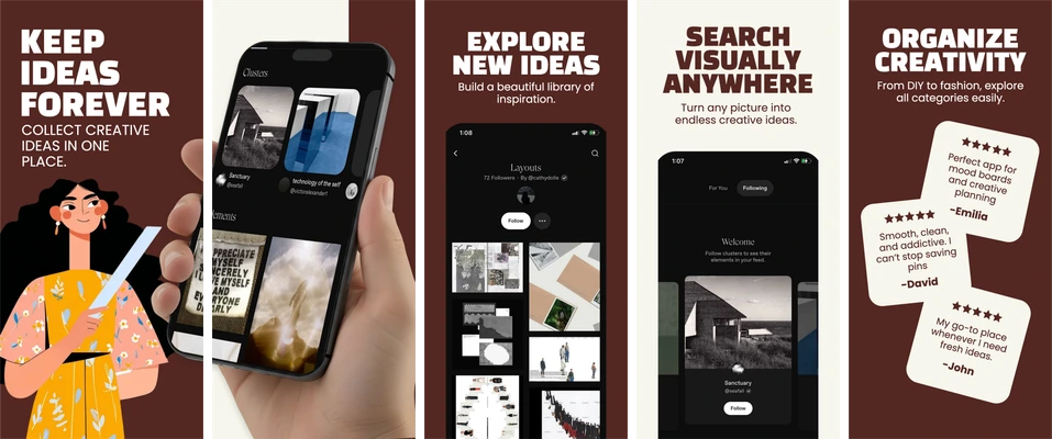 Keep Ideas Forever: 5 screenshot compositions from the existing template catalog