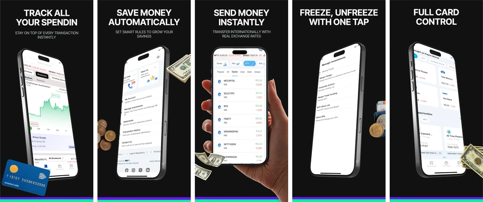 Spending and Cards: 5 screenshot compositions from the existing template catalog