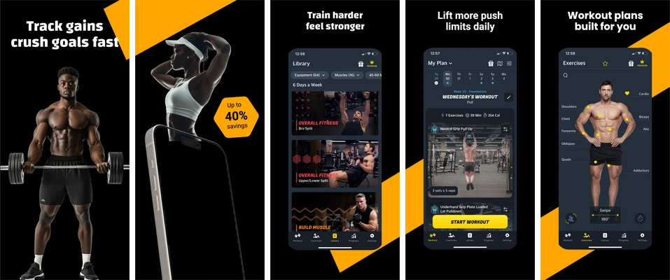 Strength Workouts: 5 iPhone screenshot previews from the existing catalog